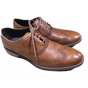 COLE HAAN WILLIAMS WINGTIP OXFORD SHOES C12210 BRITISH TAN LEATHER SIZE 7.5 MEN